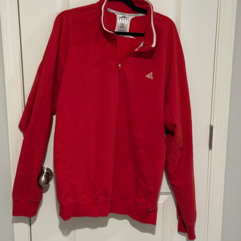 Adidas‎ Men's Red Clima365 Quarter Zip Long Sleeve Athletic Pullover Shirt 2XL